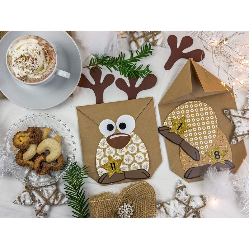 Papierdrachen DIY Advent calendar set for crafters - reindeer 2017