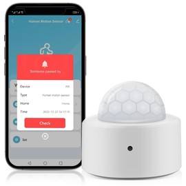 Presence Detector, Light Perception 2-in-1 Smart Motion Sensor, WiFi Motion Sensor, Intelligent Motion Sensor with Remote Monitoring App, Compatible Voice Command for Indoor and Outdoor Use