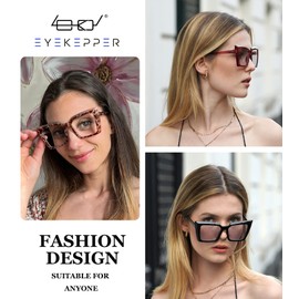 Eyekepper Transition Photochromic Reading Glasses for Women Oversized Readers Grey/Tortoise