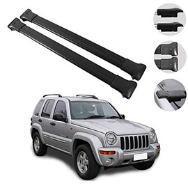 Roof Rack Crossbars Fits Jeep Liberty KJ 2002-2007 | Luggage Kayak Cargo Hard-Shell Carrier | Aluminum Rooftop of Your Car | Black 2 Pcs.