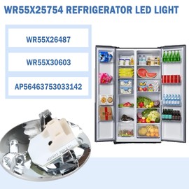 WR55X11132 WR55X25754 for GE Led Refrigerator Light Replacement Assemblys (Lights Bulb and Cover) -Replace WR55X30603 PS4704284 AP5646375 3033142