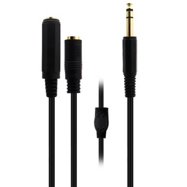 AWADUO DC 3.5mm(1/8") female+DC3.5mm to 6.35mm(1/4") Mono Male Stereo Headphone Jack Audio Adapter Cable Gold-plated Plug for Cellphone, Guitar, Microphone, Amplifier(Black/0.5m)