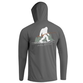 Palmyth Fishing Hoodie for Men Long Sleeve Sun Protection UV UPF 50+ Shirts (Charcoal/Bigfoot Fishing, M)