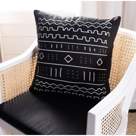 Safavieh Rila 18-inch Modern Boho Black and White Decorative Throw Pillow