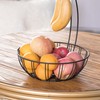 Basicwise Wire Metal Fruit Basket Holder with Banana Hanger, Black,