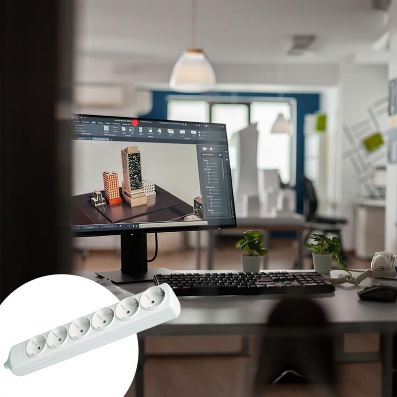 White 6 Sockets Without Cable 16A 250V Side Grounding Wall