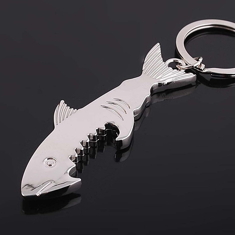 2pcs Shark Shape Bottle Opener, Multi-Function Key Chain, Fish Bottle