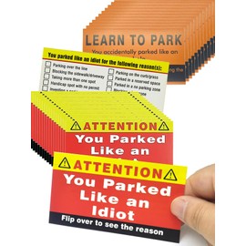 100pcs Bad Parking Cards 3.5"x2" for Bad Parkers - 50 You Parked Like an Idiot Cards 50 Learn to Park Card Assholé Card Funny Parking Violation Stickers Tickets