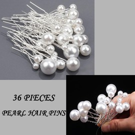 36 Pieces Pearl Hair Pins, BetterJonny 6 Sizes U Shaped Bridal Hair Styling Pins Silver Bobby Pins for Wedding Party women Girls Bride Bridesmaid
