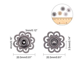 nbeads 24 Sets Alloy Press Studs, 3 Colours, Vintage Metal Press Studs for Sewing Costume Design, Handbag, Clothing, Sewing, Craft, DIY Delivery, 20.5 mm in Diameter