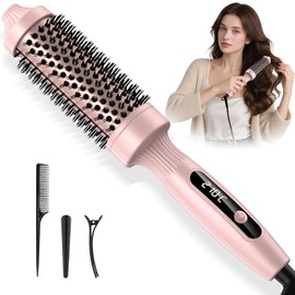 Cepillo Termico para Cabello, 32MM Cepillo para Cabello Electrico con Tecnología de Iones, 11 Temps, Pantalla LCD, Doble Voltaje para Viajes, Cepillo Secador de Cabello para Rizar, Volumen Y Alisar