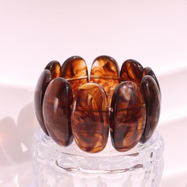 HIIXHC Resin Stretch Bangle Bracelets for Women Acrylic Beads Stretchable Bracelets Wide Irregular Geometric Wristband Summer Beach Jewelry for womens vacation outfits