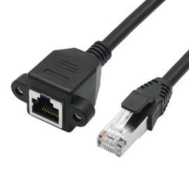 2Pcs Cat6 Ethernet-Verlängerungskabel 2FT, RJ45 Stecker zu Buchse Ethernet Panel Mount mit Schraube Verlängerung abgeschirmtes Kabel, Kompatibilität Cat5e, Cat5, für PC, Laptop, Netzwerk-Switch etc