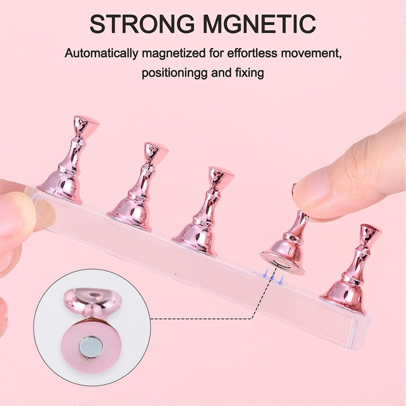 SIRLOMU Satz von 2 Acryl-Nagelkunst Praxis Racks, Magnetischer Nagelspitzenhalter, Nagel