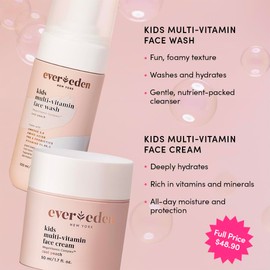 Evereden Kids Happy Face Duo (Cool Peach) - Multi-Vitamin Face Wash & Face Cream Set - Clean & Vegan Skin Care for Kids 3+ - Moisturizing, Nourishing, & Protective Skin Care Set