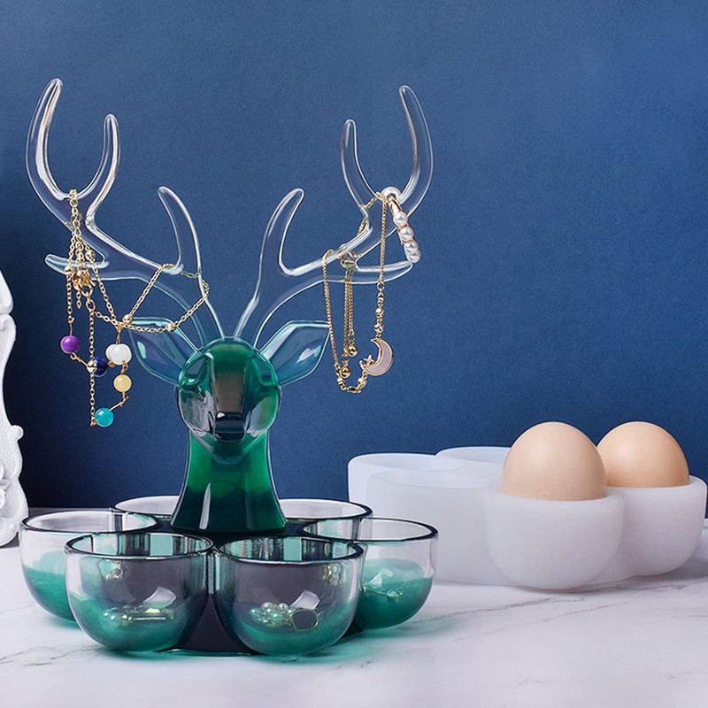 2 Pieces Silicone Jewelry Display Stand Epoxy Resin Mold, Deer