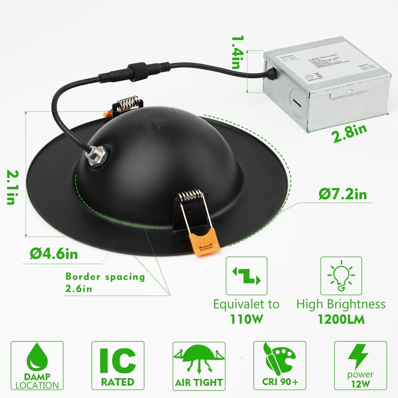 Lightdot 6 Inch LED Recessed with Night Light 1200LM 12W