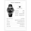 OLEVS Men's Watches Black Leather Strap Casual Fashion Waterproof Watches