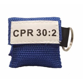 Ambu 100 Blue CPR Facial Shield Mask in Pocket Keychain imprinted CPR 30:2