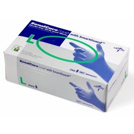 Medline SensiCare Ice Blue Nitrile Exam Gloves - Large