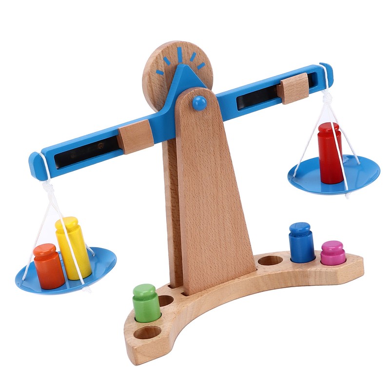 Wooden Weighing Scale Toy Set Educational Balancing Scale Toy Math