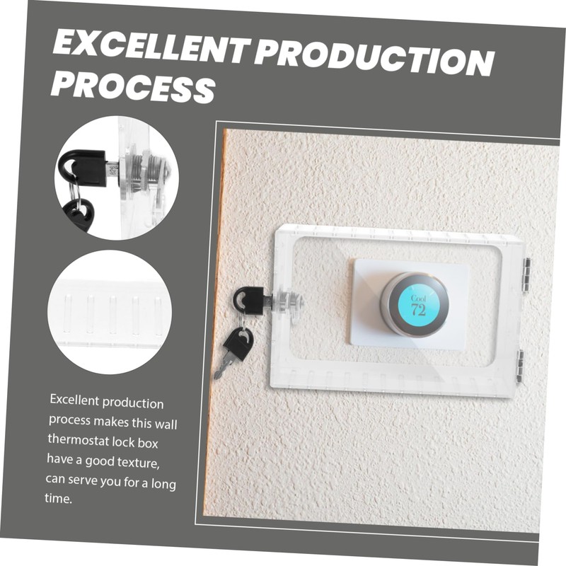 TEHAUX Transparent Wall Mounted Thermostat Lock Box Keyed Protective Cover