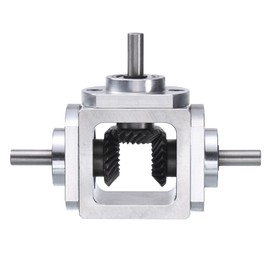 sourcing map Gear Box 90 Degree Right Angle Bevel Gearbox 1:1 Reversing Double Output Shaft 1 Module 20 Teeth Bevel Gear Aluminum Frame Simple Mechanical DIY Module with 6mm Shaft