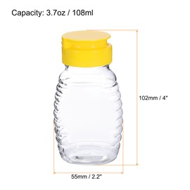 HARFINGTON Plastic Honey Bottles 3.7oz 108ml Squeeze Honey Jars Bottle Leakproof Honey Dispenser Refillable Honey Containers with Flip Lid for Storing and Dispensing Sauce Syrup