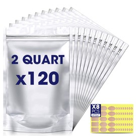 ODDIER 120pcs 7.8"x11.8" 2 Quart Mylar Bags for Food Storage Container Sets, Smell Proof Bag Heat Seal Food Storage Bags for Buckets Stand-up Foil Pouch Reuseble for Long Term