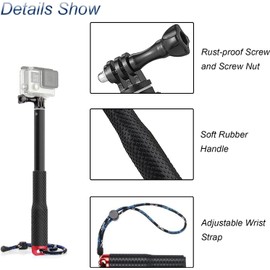 TEKCAM Adjustable 11.8-37" Aluminium Telescopic Handheld Monopod Pole Selfie Stick Compatible with Gopro Hero 12 11 10 9 8 AKASO WOLFANG Surfola Apexcam 4k Waterproof Action Camera Selfie Stick