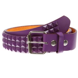 Snap On Punk Rock Star Pyramid Studded Checker Board Leather Belt, Purple | m 34"-36"