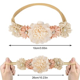 GNALIA Pack of 3 Baby Girls Nylon Headbands Flower Elastic Hair Band Bows Hair Accessories for Newborn Toddlers