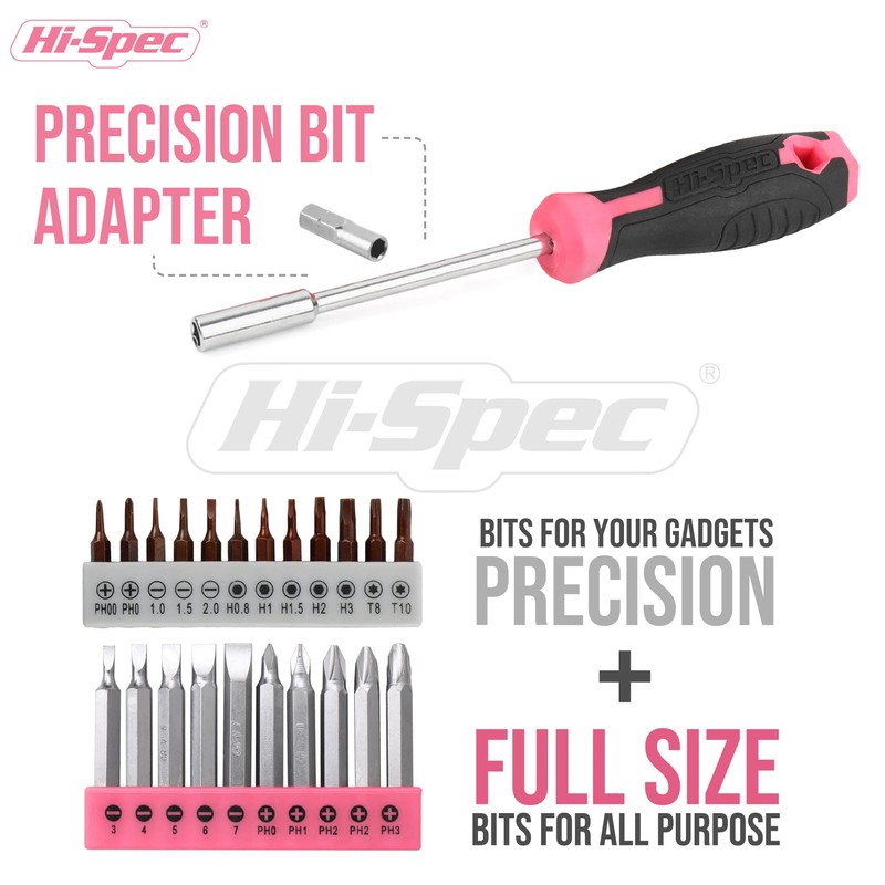 Hi-Spec 58pc Pink 8V USB Electric Power Cordless Drill Driver