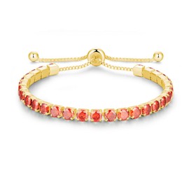 Cranmadia Sterling Silver January Birthstone Garnet Gold Tennis Bracelets for Women 4MM Tennis Bolo Bracelet Fashion Jewelry Birthday Gifts for Women Mom Wife