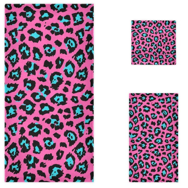 Naanle Stylish Leopard Pink Cheetah Skin Pattern Soft Decorative Set