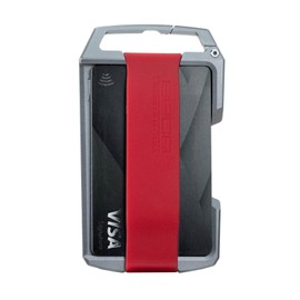 GPCA U1 Slim Wallet for Men, Minimalist Aluminum Credit Card Holder, Badge Holder, Slim Wallet with Key Chain Carabiner & Belt Clip, Thin Card Wallet, Lightweight Men's Wallet & Stylish (Red)