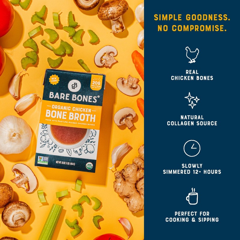 Bare Bones Organic Chicken Bone Broth | Pasture Raised Protein