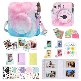 CAIYOULE Accesorios para cámara Fuji Instax Mini 12, paquete de accesorios incluye funda de piel sintética, 12, mini álbum de fotos, marcos, calcomanías de bricolaje, filtro de color (sin cámara) -