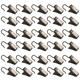 Runseaway 30Pcs Antique Bronze Curtain Clips with Hooks, Mini Metal Hook Clips for Photos, Home Decoration, Art Craft Display, Outdoor String Lights