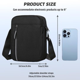 Aucuu Men's Shoulder Bag, Oxford Crossbody Bag, Waterproof Men's Small Side Bag, Casual Handbag, Messenger Bag with Zipper and Adjustable Strap, Lightweight Chest Sling Bag for Daily Use, Work, School