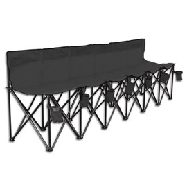 Strong Camel Portable 6 Seater Sports Bench Outdoor Soccer Team Bench with Carry Bag (Black)