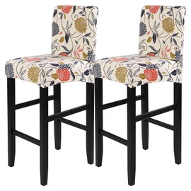 SearchI Bar Stool Covers Set of 2, Stretch Washable Barstool Seat Covers, Counter Height Chair Covers for Kitchen Dining Room Cafe (Orange Flower)