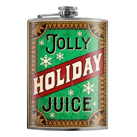 Trixie & Milo Stainless Steel Funny Flasks for Men - Perfect Holiday Gifts for Him, White Elephant Gifts, Ugly Sweater Party Accessories - Holds 8 oz. of Fluid-Jolly Holiday Juice