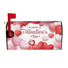 Happy Valentine Mailbox Covers MagneticRed Pink Love Heart Valentines Decorative Mailboxes Wraps Post Letter Box Cover Standard Size 18x21 Inch for Holiday Garden Yard Outdoor
