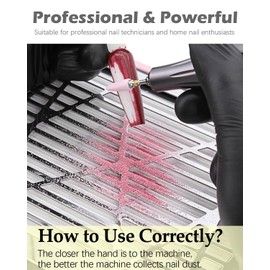 Nail Dust Collector Low Noise, AONOLOVO Powerful Nail Vacuum Dust Collector Suction Fan with Lamp for Nail Tech Acrylic Nails Gel Dip Powder Removal, with Nail Dust Brush, 03-White