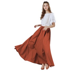 BEAUTELICATE - Vestido victoriano, falda renacentista, largo y medieval, longitud completa, Naranja quemada, longitud 41 pulgadas, M