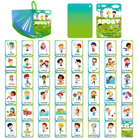 50PCS Sport Cognition Flash Cards for Kids,Cognitive Pictures Flash Card for Sports Event, Waterproof Sports Events Flashcard for 3+ Years