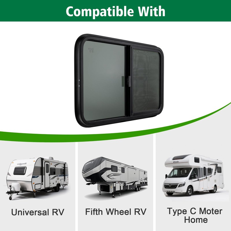 Dulepax Horizontal RV Window, 30" W x 24" H Tinted