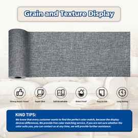 KING MOUNTAIN Fabric Repair Tape Patch Kit, Waterproof 4" x 63" Linen Mending Tape ，Self Adhesive Fabric Repair Patches for Furniture and Linen Goods(Grey)