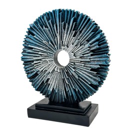 Paytonture Abstract Statue for Home Decor,Office Desk Sculpture for Men,Creative Round Line Ornament for Bookshelf,Modern Decorative Sculpture,Bedroom,Livngroom,Table(Blue)